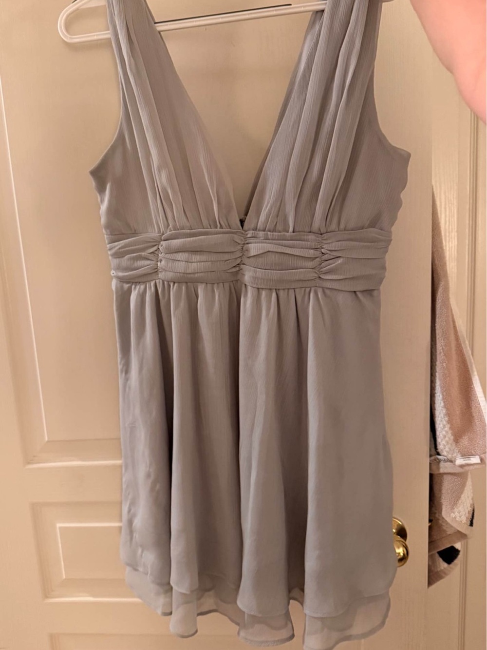 Sleeveless V-Neck Grey/Blue Chiffon Dress